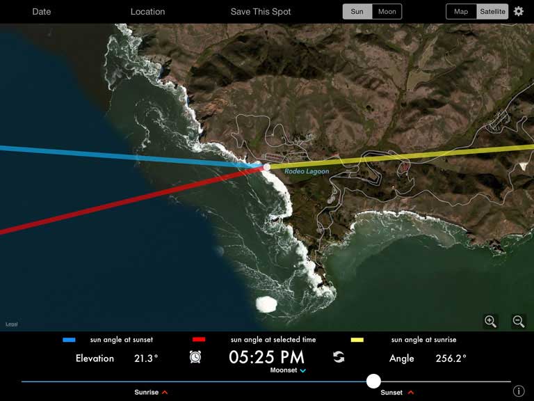 Track the angle of Sun or Moon at any location, any time.